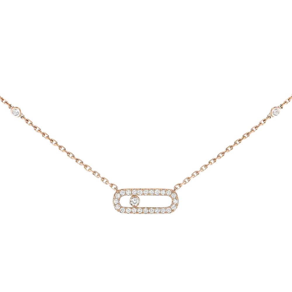 Messika 18k Rose Gold Move Uno Pave Diamond Necklace